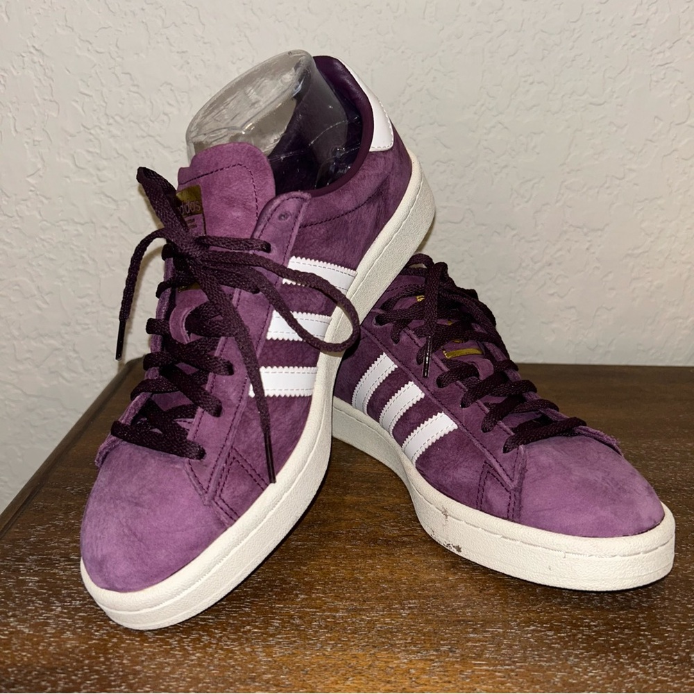 adidas Women's Purple Sneakers with White Stripes